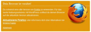 Wordpress 3.3 Browser Update Erinnerung