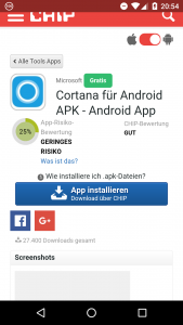 Cortana Android App auf Chip.de